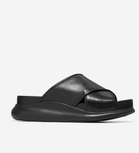 Black Cole Haan 2.ZERØGRAND Criss Cross Slide Women's Sandals | WGXZ-86542