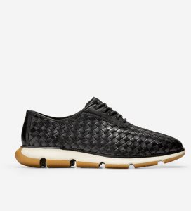 Black Cole Haan 4.ZERØGRAND Hand-Woven Men's Oxfords Shoes | KOLU-27694