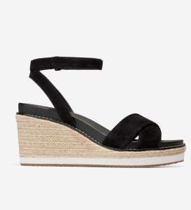 Black Cole Haan Cloudfeel Espadrille Wedge Women's Sandals | NFRM-19604