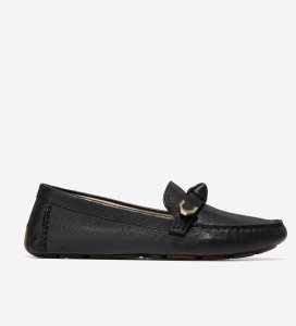 Black Cole Haan Evelyn Bow Driver Women's Loafers | GJHK-26754