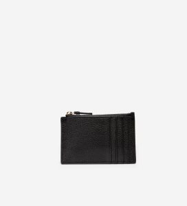 Black Cole Haan GRANDSERIES Card Case with Zip Women's Wallets | EDZV-17903