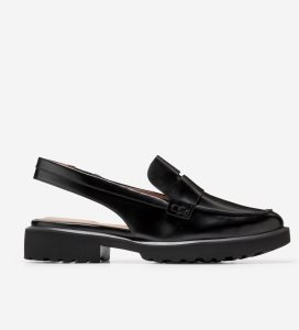 Black Cole Haan Geneva Slingback Mule Women's Flat Shoes | YNRH-65429