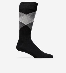 Black Cole Haan Large Diamond Crew Men's Socks | OXRU-73569