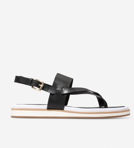 Black Cole Haan Mandy Thong Women's Sandals | SKWJ-58609