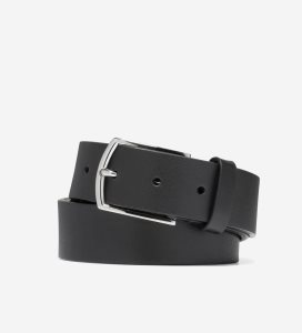 Black Cole Haan Washington Perforated 35mm Men's Belts | VNCM-83547