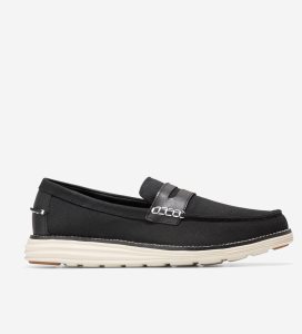 Black Cole Haan ØriginalGrand Canvas Penny Men's Loafers | NUID-54023