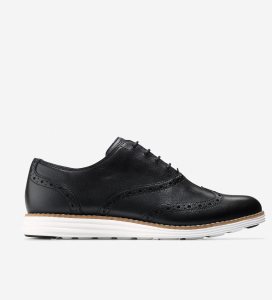 Black / White Cole Haan ØriginalGrand Wingtip Women's Oxfords Shoes | TQCP-20483