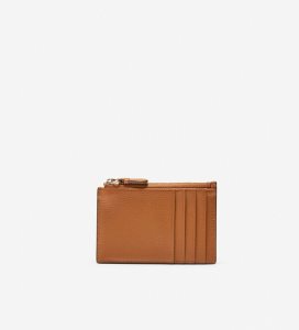 Brown Cole Haan GRANDSERIES Card Case with Zip Women's Wallets | GHNU-16780