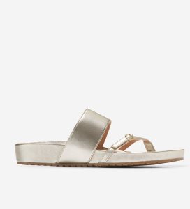 Gold Cole Haan Milani Thong Women's Sandals | NVBW-19360