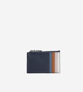 Navy Cole Haan GRANDSERIES Card Case with Zip Women's Wallets | FAMP-16542