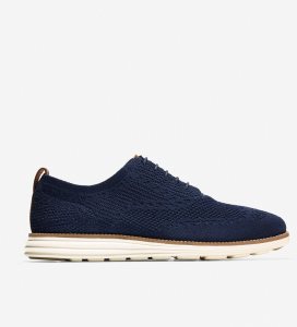 Navy / White Cole Haan ØriginalGrand Wingtip Men's Oxfords Shoes | QGSJ-60834