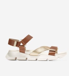 Orange / Metal Gold Cole Haan 4.ZERØGRAND Strappy Women's Sandals | BWQI-10572