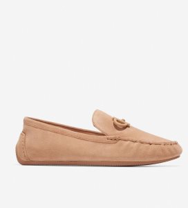 Pink Brown Cole Haan Tully Driver Women's Loafers | THLV-36521