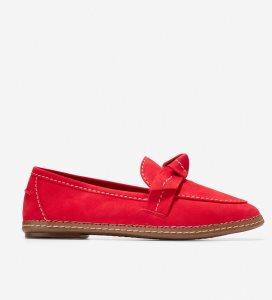 Red Cole Haan Cloudfeel All-Day Bow Loafer Women's Flat Shoes | SZDF-58209