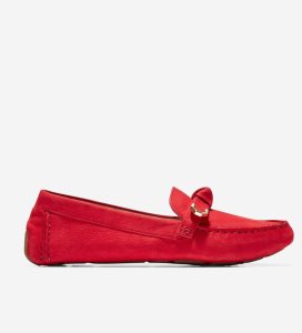 Red Cole Haan Evelyn Bow Driver Women's Loafers | OKMV-65419