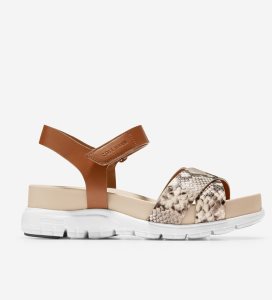 Snake / Orange Cole Haan ZERØGRAND Women's Sandals | XHGJ-38961