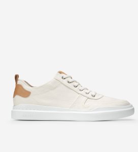 White / Beige Cole Haan GrandPrØ Rally Canvas Court Men's Sneakers | SZGV-47128