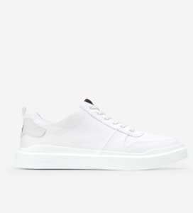 White / Black Cole Haan GrandPrØ Rally Canvas Court Women's Sneakers | PTKV-53297