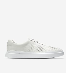 White Cole Haan GrandPrØ Rally Laser Cut Men's Sneakers | GHUF-61429