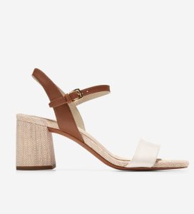 White / Orange / Beige Cole Haan Josie Block Heel Women's Sandals | MBHO-49536