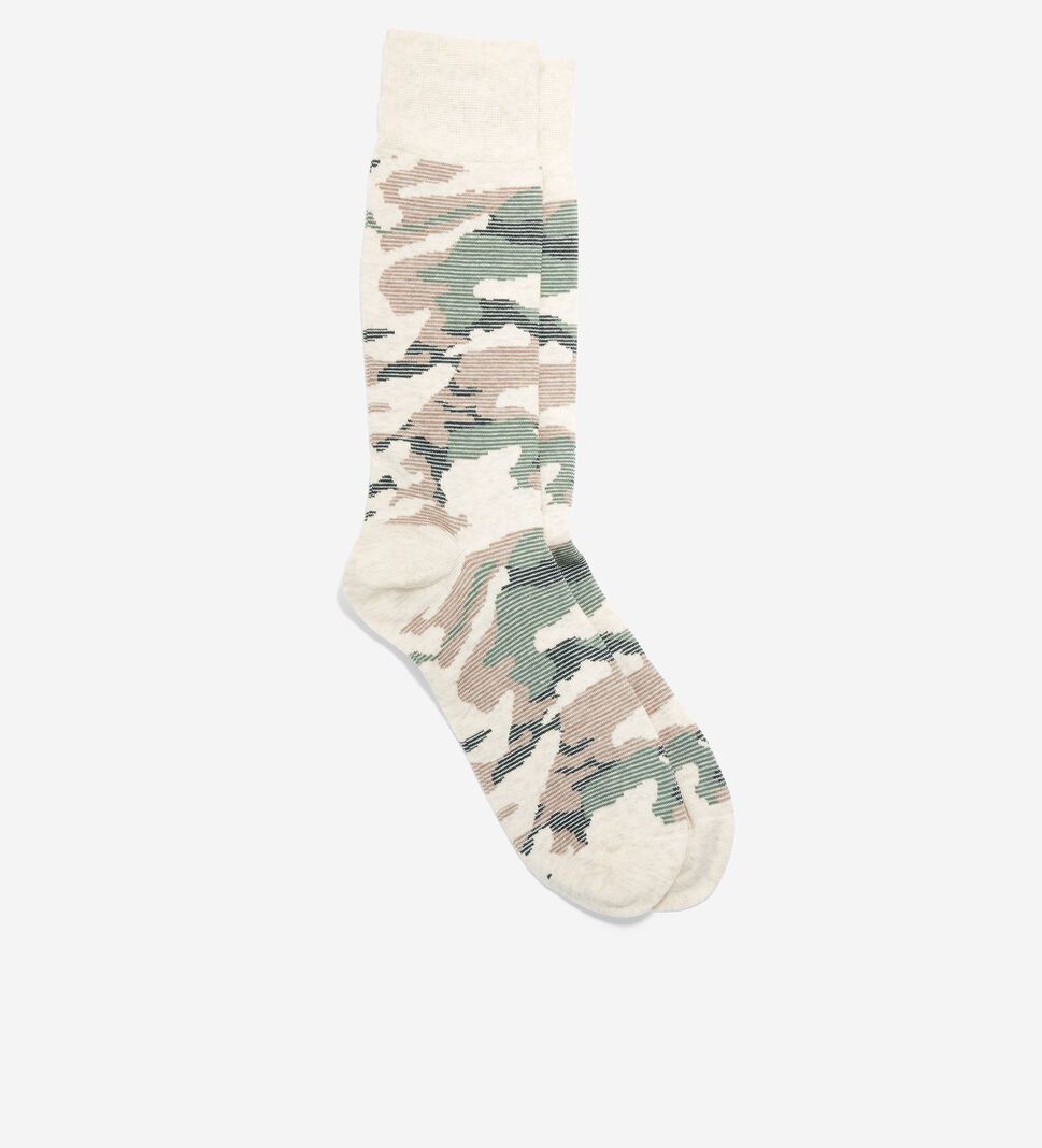 Beige Cole Haan Modern Camo Crew Men's Socks | OHYV-59642