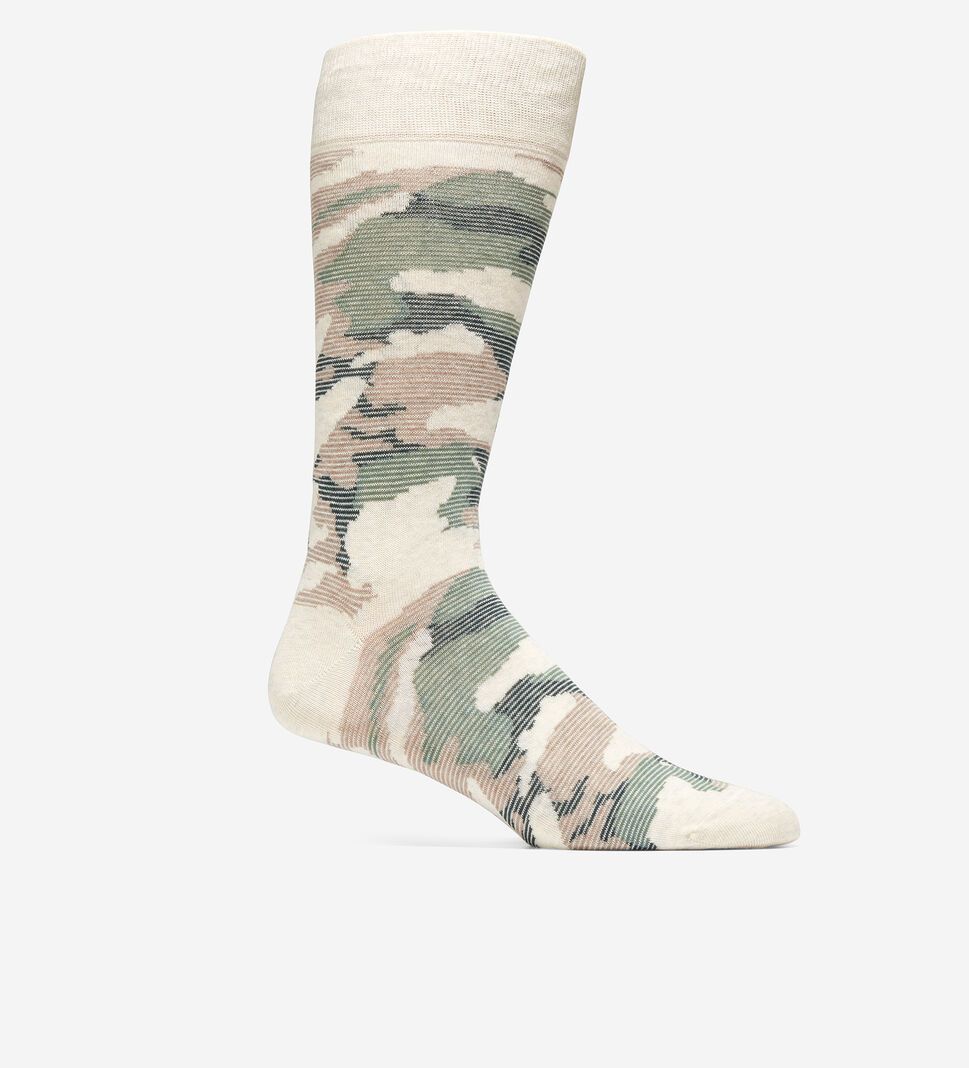 Beige Cole Haan Modern Camo Crew Men\'s Socks | OHYV-59642