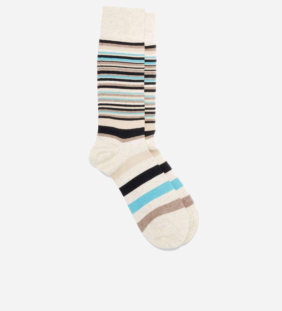 Beige Cole Haan Town Stripe Crew Men's Socks | CWDR-63594