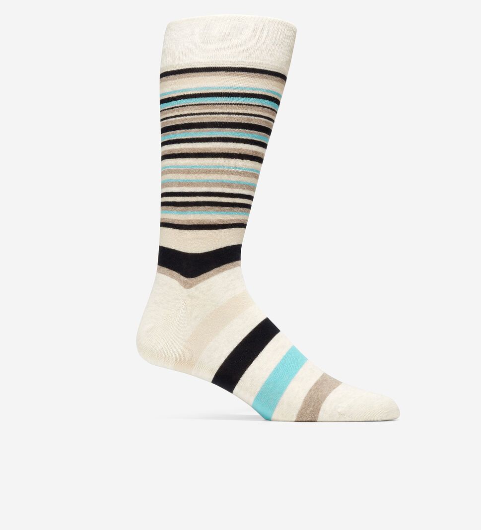 Beige Cole Haan Town Stripe Crew Men\'s Socks | CWDR-63594