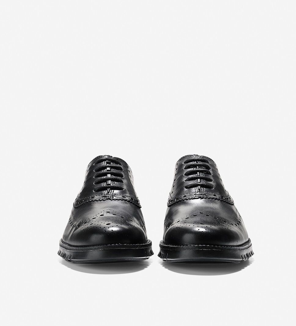 Black / Black Cole Haan ZERØGRAND Wingtip Men's Oxfords Shoes | SADX-96850