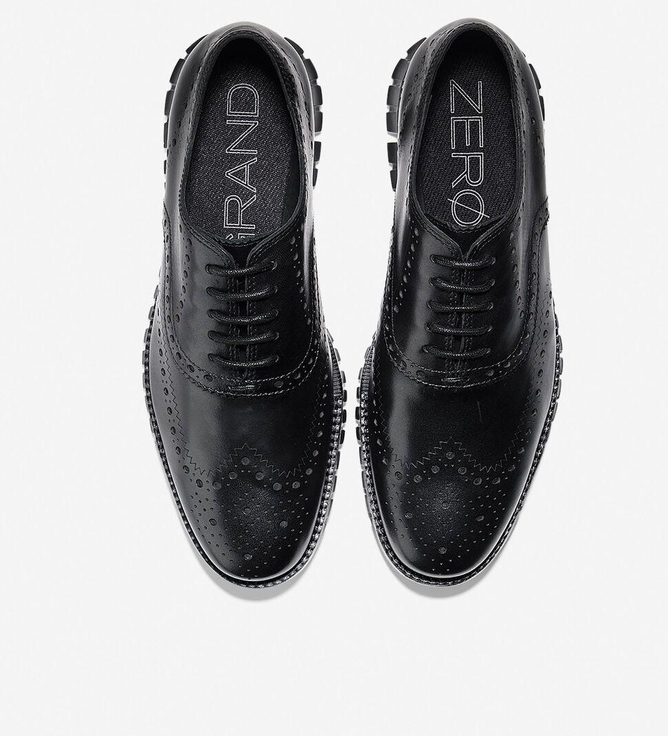 Black / Black Cole Haan ZERØGRAND Wingtip Men's Oxfords Shoes | SADX-96850