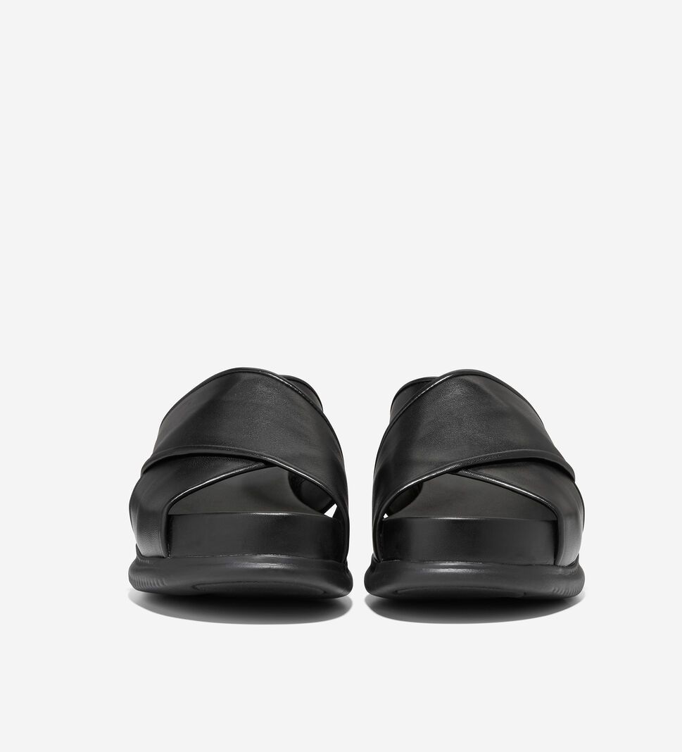 Black Cole Haan 2.ZERØGRAND Criss Cross Slide Women's Sandals | WGXZ-86542