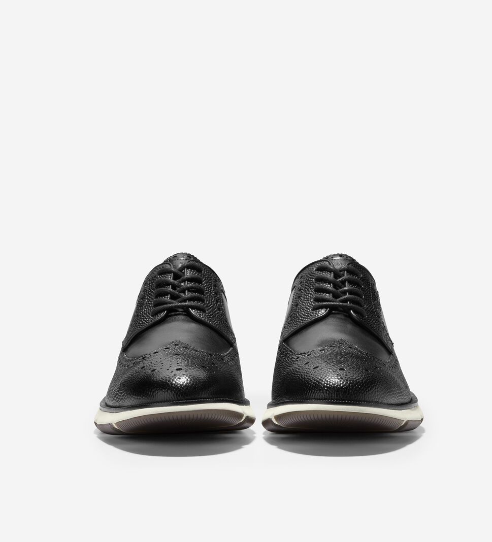 Black Cole Haan 4.ZERØGRAND Longwing Oxford Men's Dress Shoes | AEKF-72561