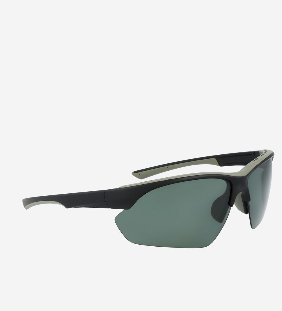 Black Cole Haan Angular Sport Wrap Men's Sunglasses | QOJA-21836