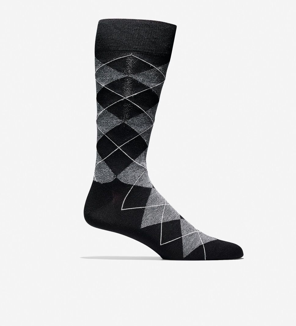 Black Cole Haan Classic Argyle Crew Men\'s Socks | TQJN-23105