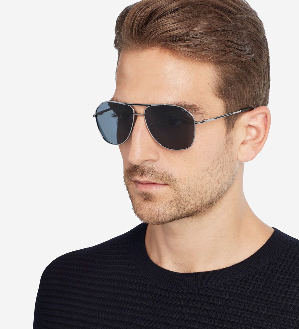 Black Cole Haan Classic Navigator Men's Sunglasses | GADP-60128