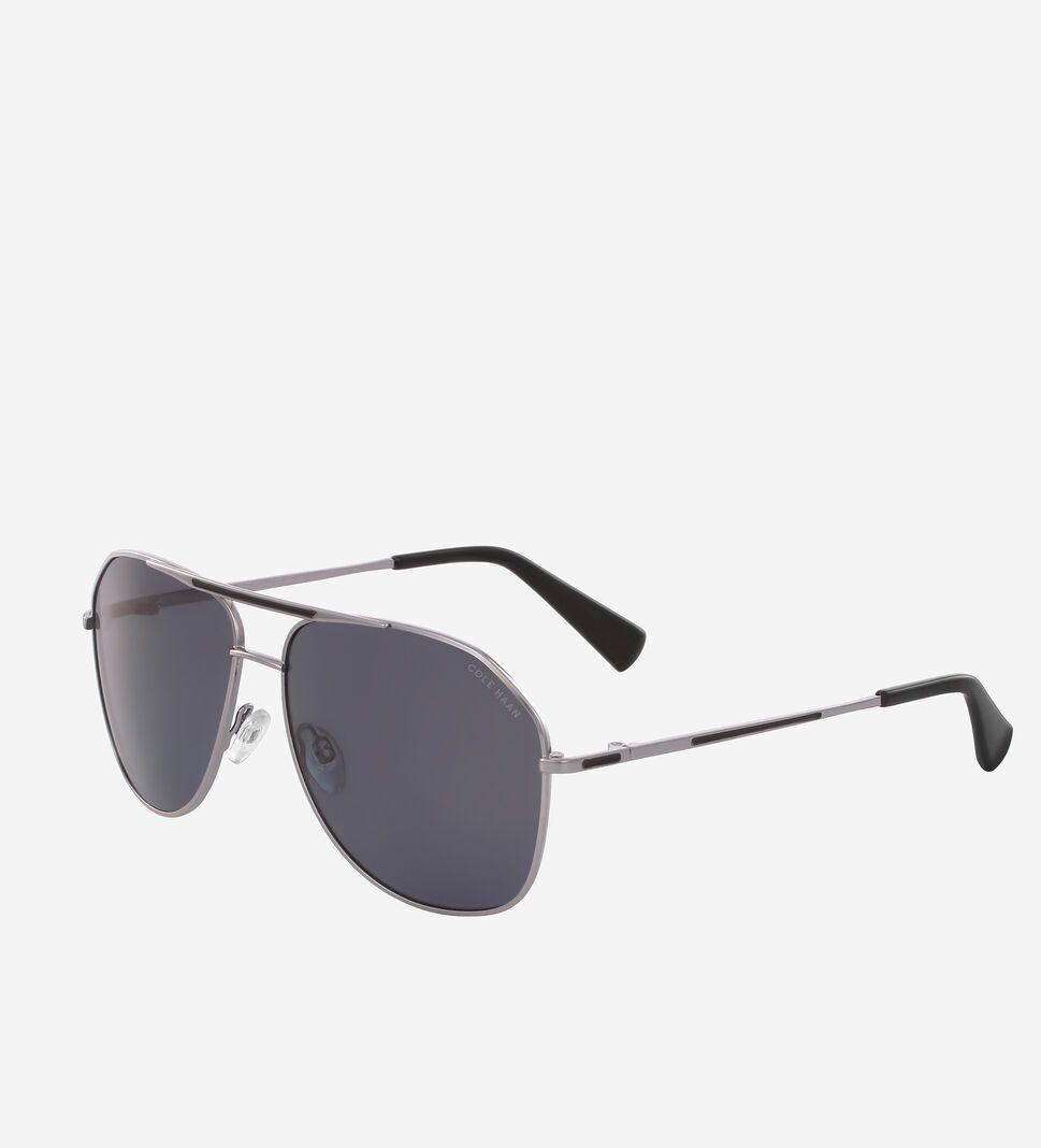 Black Cole Haan Classic Navigator Men's Sunglasses | GADP-60128