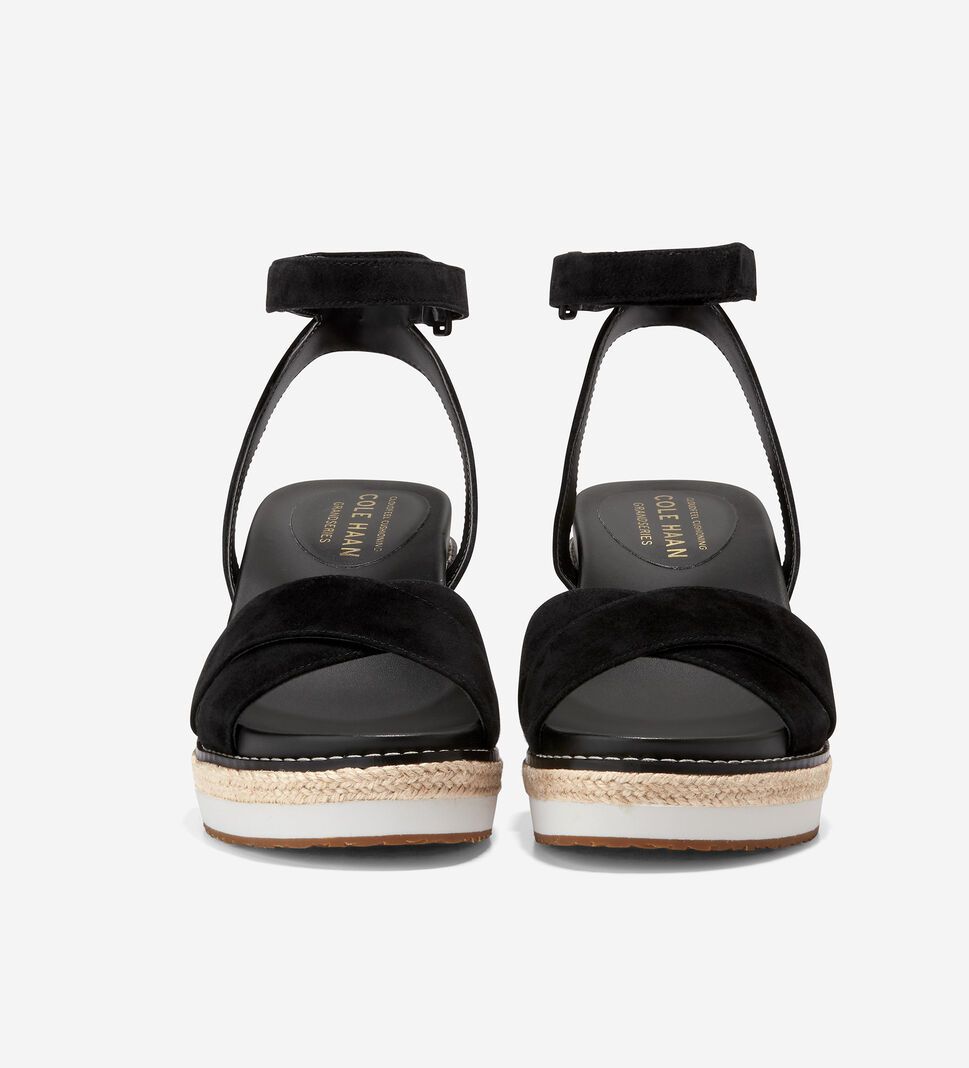 Black Cole Haan Cloudfeel Espadrille Wedge Women's Sandals | NFRM-19604