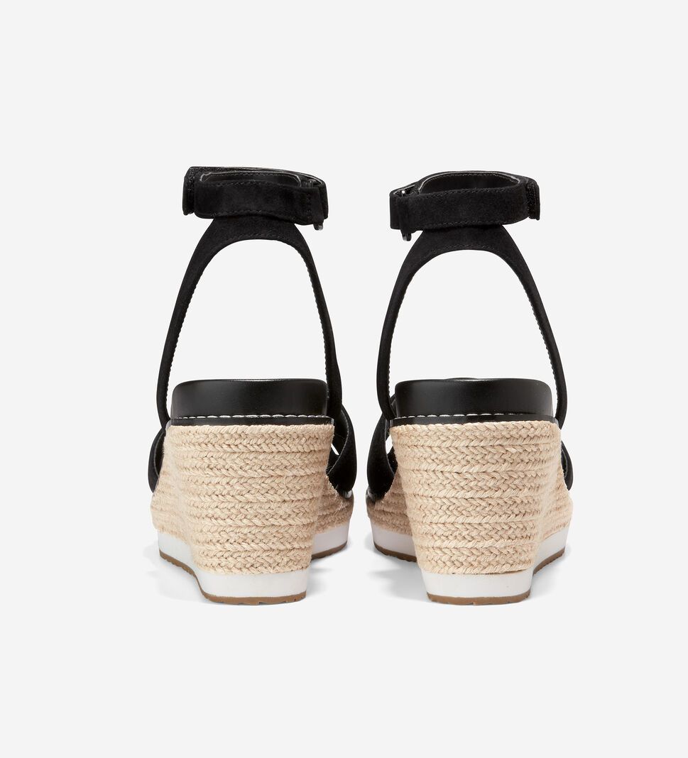 Black Cole Haan Cloudfeel Espadrille Wedge Women's Sandals | NFRM-19604