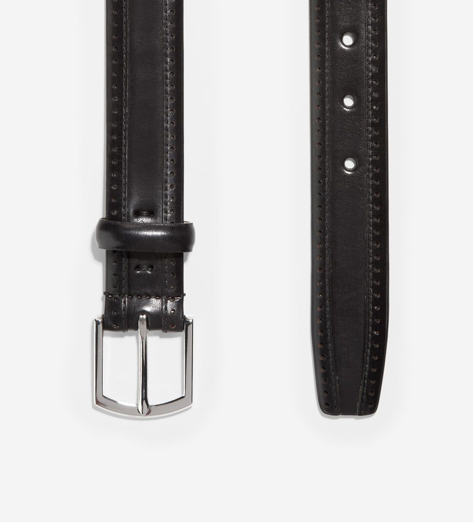 Black Cole Haan Dawson 32mm Perforated Men's Belts | UVSY-69352