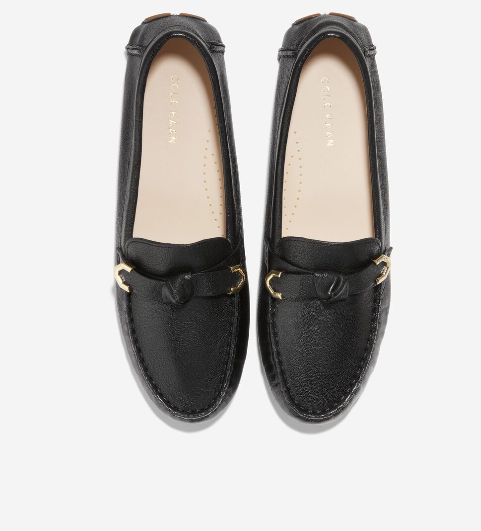 Black Cole Haan Evelyn Bow Driver Women's Loafers | GJHK-26754