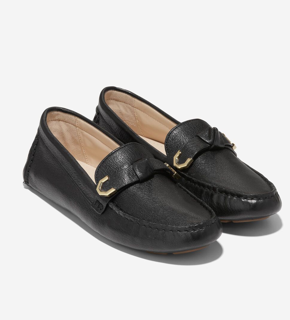 Black Cole Haan Evelyn Bow Driver Women's Loafers | GJHK-26754