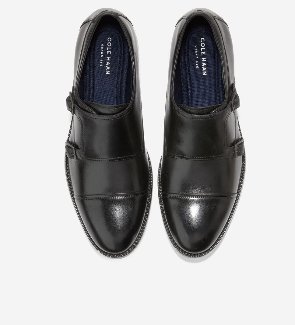 Black Cole Haan Harrison Monk Men's Oxfords Shoes | BRNS-86057