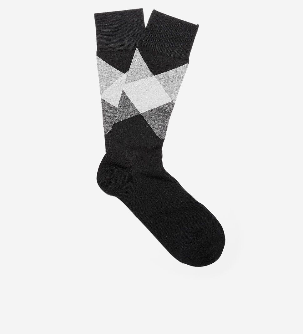 Black Cole Haan Large Diamond Crew Men's Socks | OXRU-73569