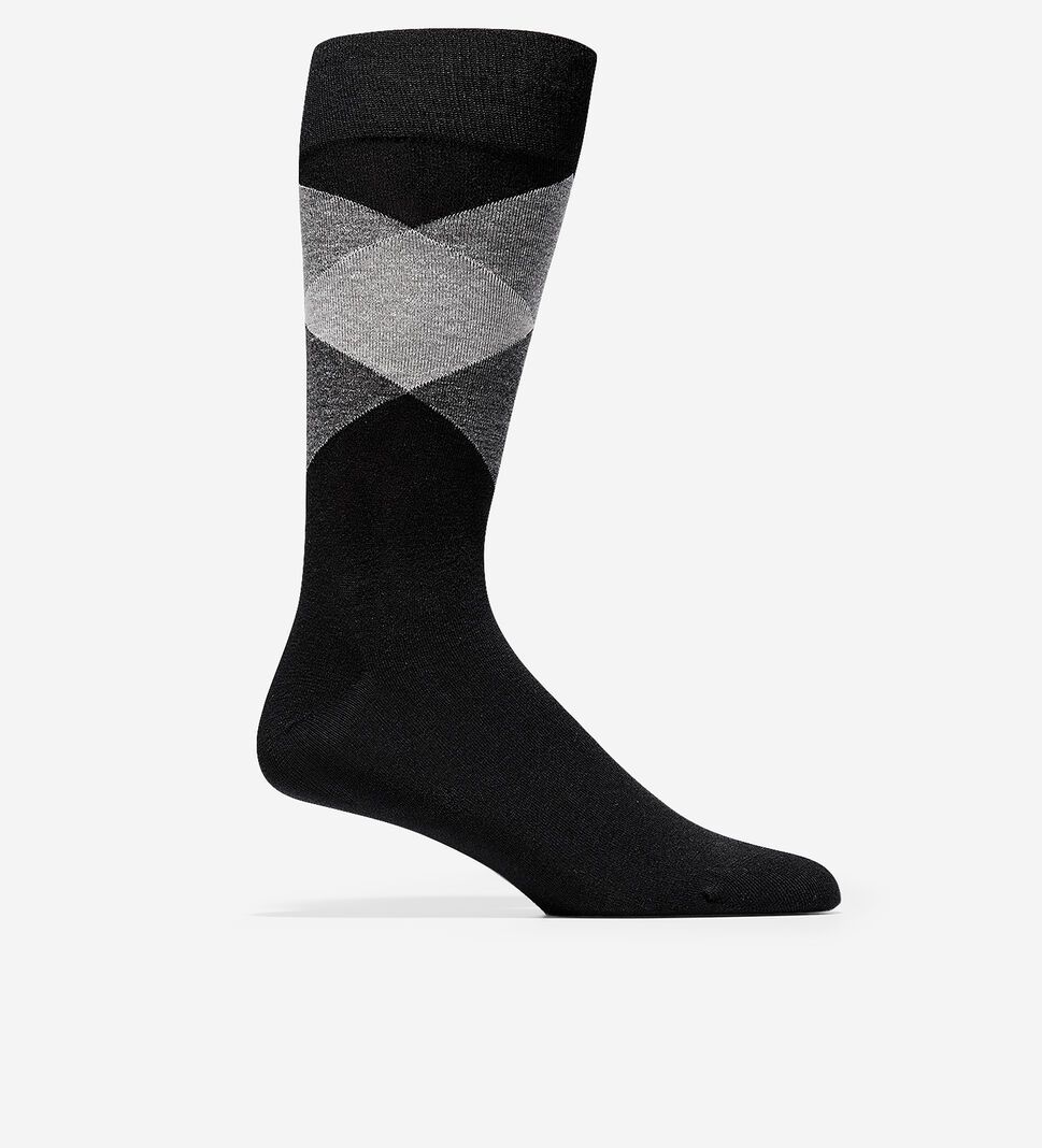 Black Cole Haan Large Diamond Crew Men\'s Socks | OXRU-73569