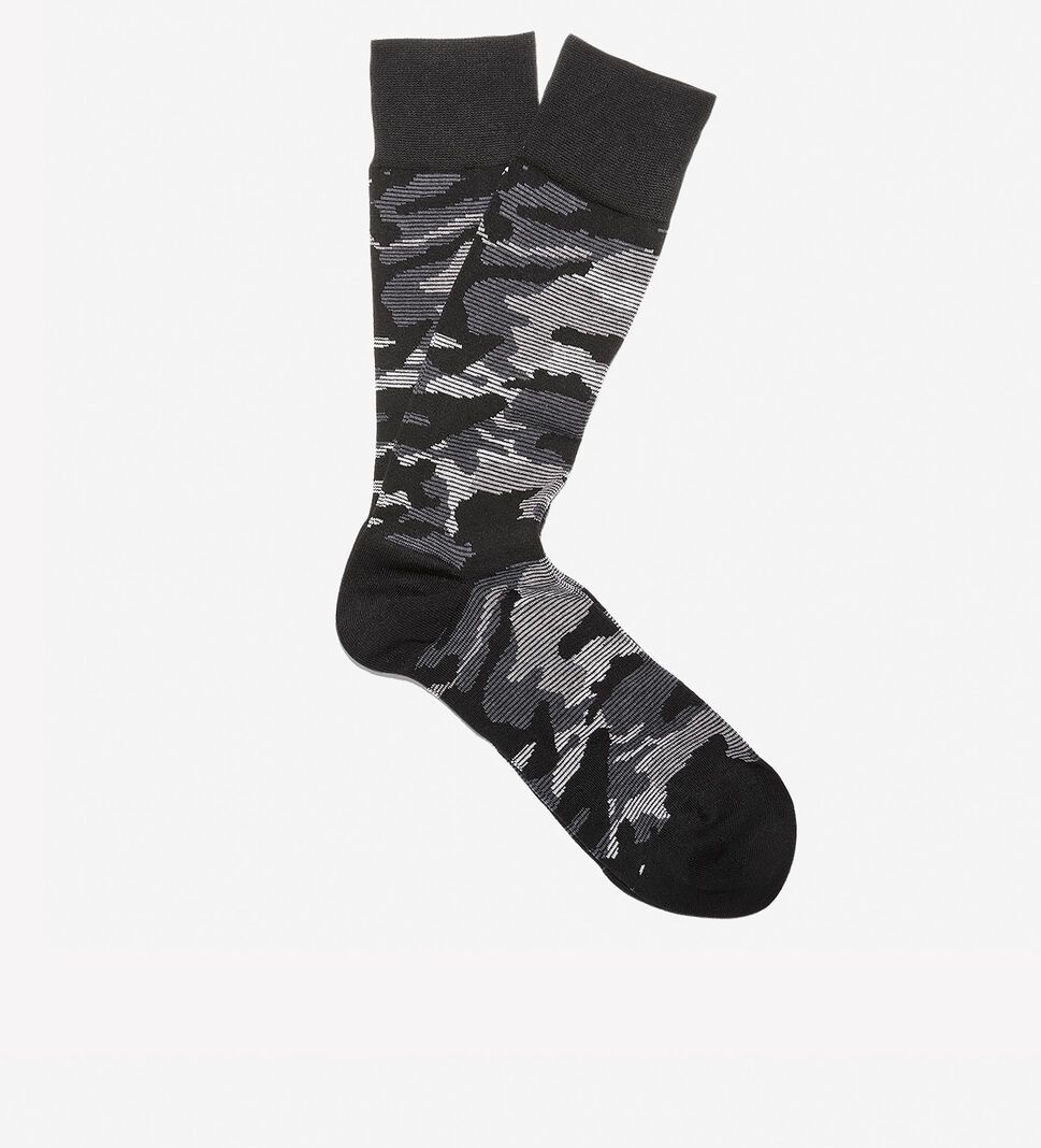 Black Cole Haan Modern Camo Crew Men's Socks | OKGZ-97814