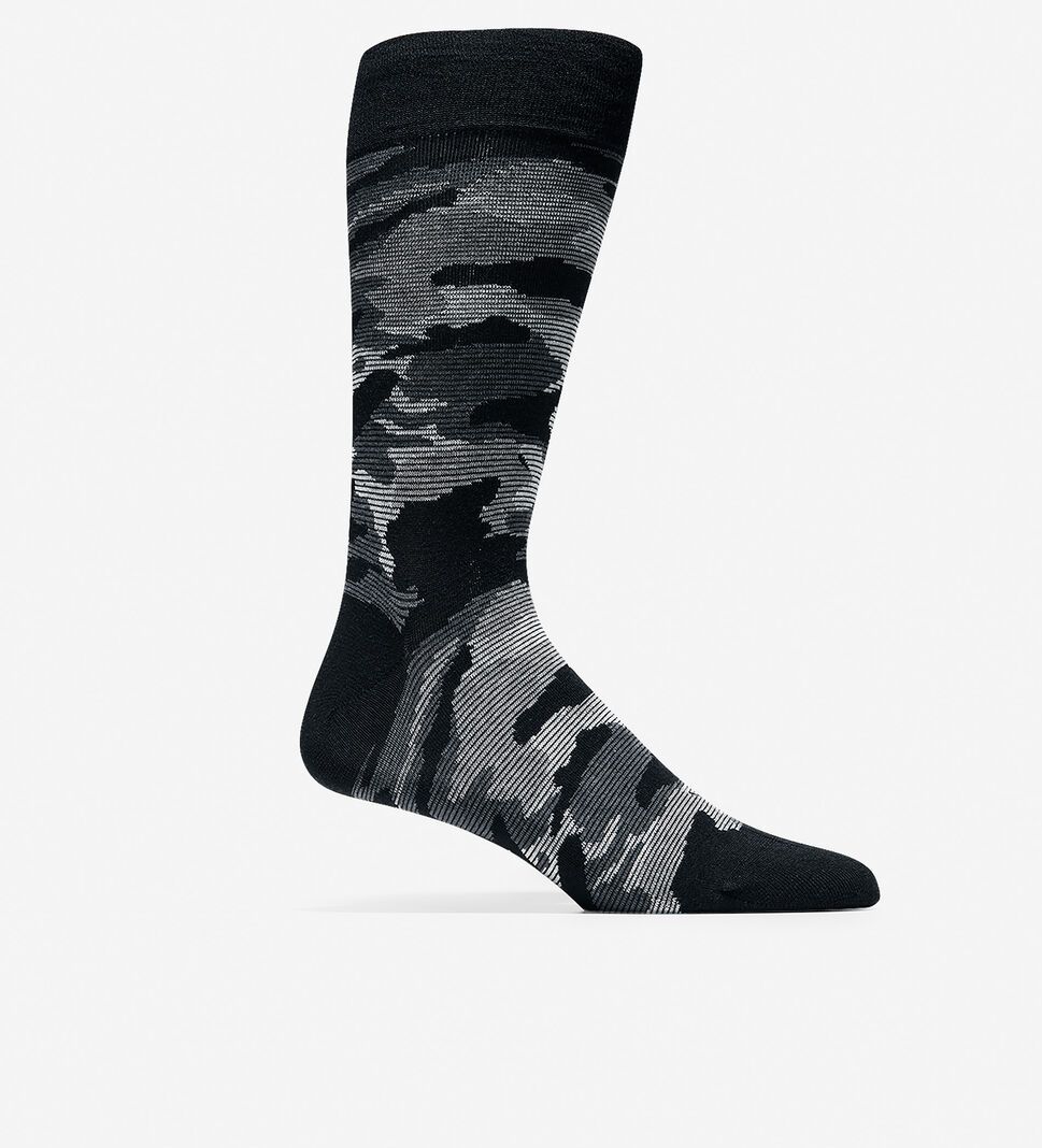 Black Cole Haan Modern Camo Crew Men\'s Socks | OKGZ-97814