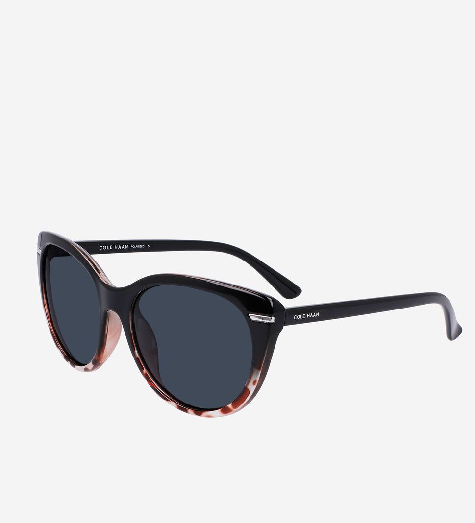 Black Cole Haan Polarized Cateye Women's Sunglasses | XHEP-09815