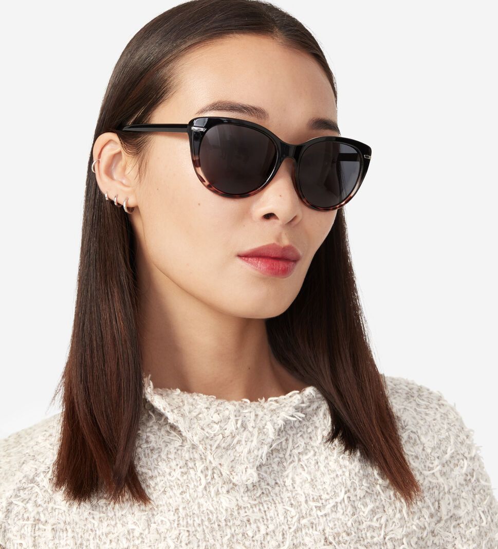 Black Cole Haan Polarized Cateye Women's Sunglasses | XHEP-09815