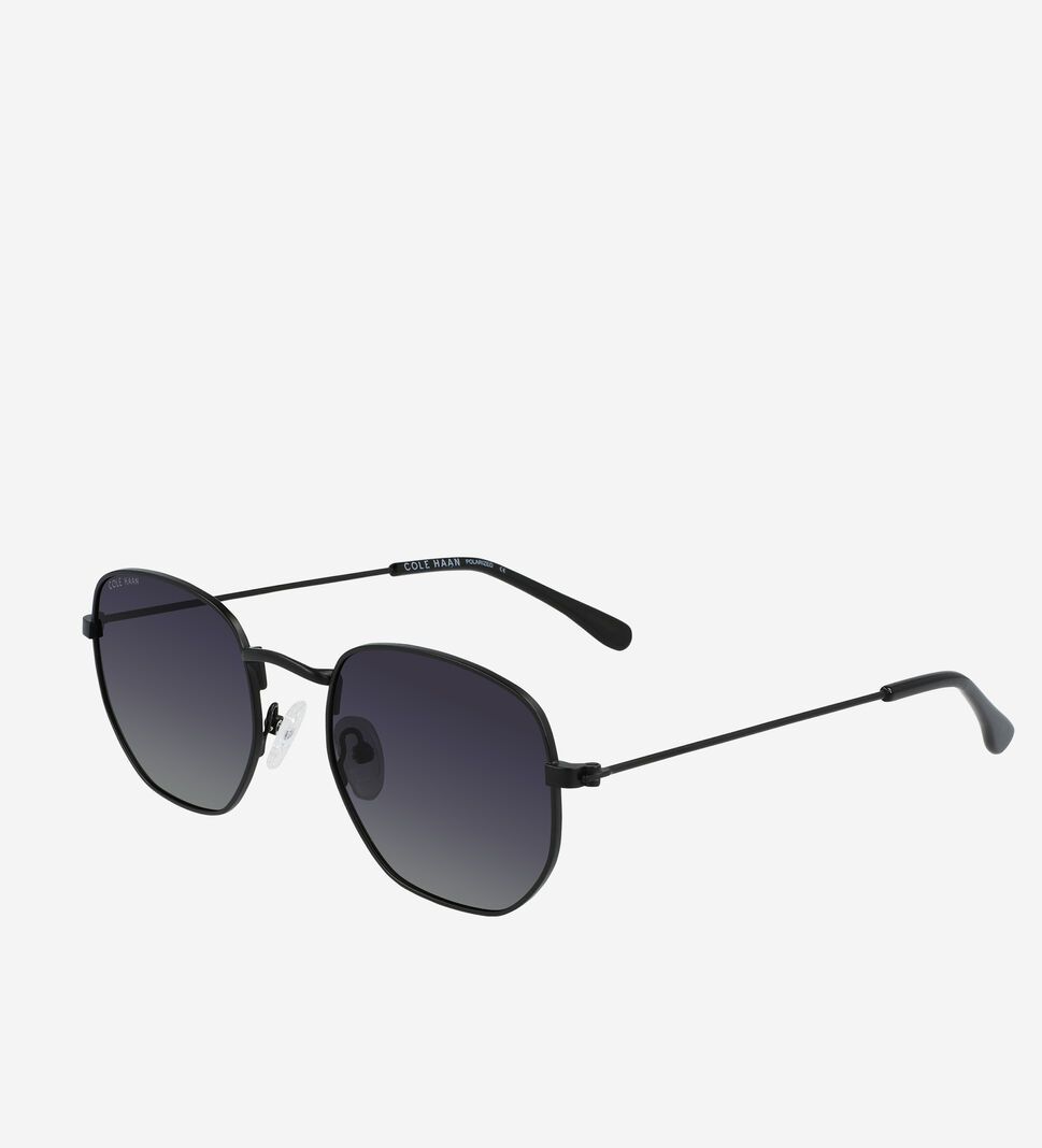 Black Cole Haan Rounded Hexagon Women's Sunglasses | LZGQ-32149