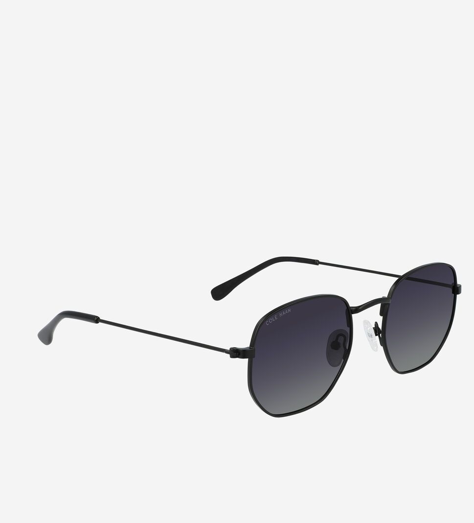 Black Cole Haan Rounded Hexagon Women's Sunglasses | LZGQ-32149